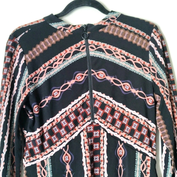 Free People Stella Knit Mock Neck Printed Long Sleeve Mini Dress Size M - Picture 6 of 9